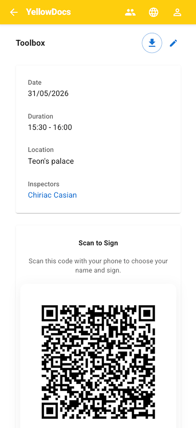 Paperless Toolbox Meetings (QR Sign-In)