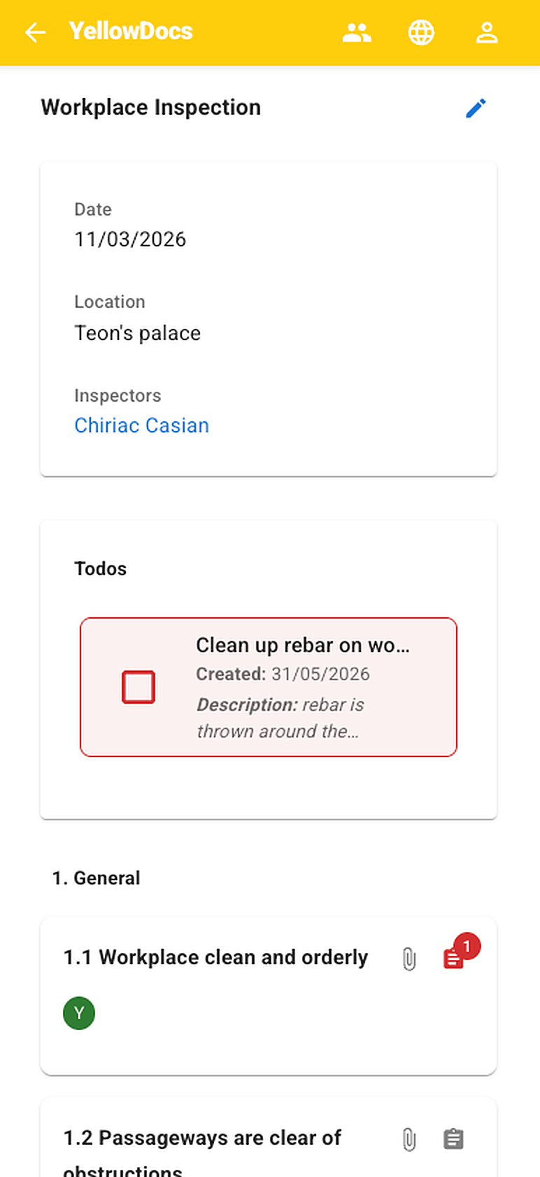 Mobile Site Inspections (Checklist)