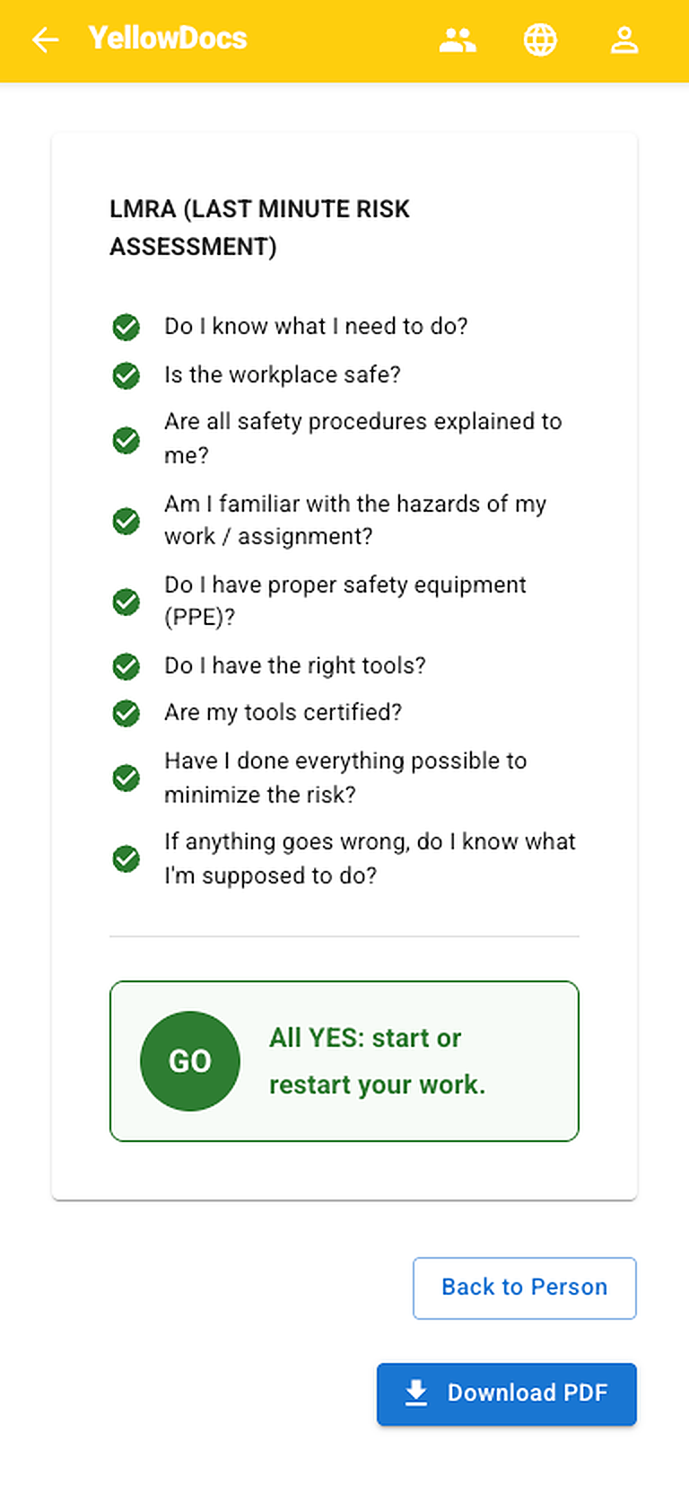 New Employee Mobile Onboarding (LMRA Checklist)